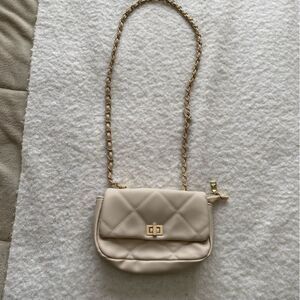 Urban Expressions Cream Quilted Chain Bag Purse - Vegan Leather Bag